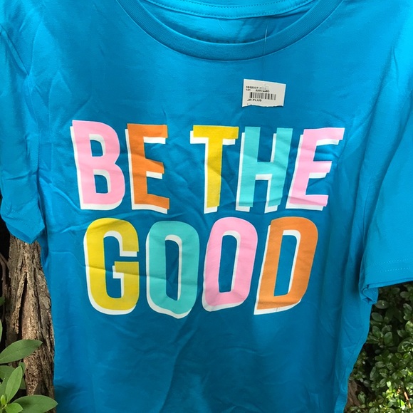 NWT Ana Cabana Blue SS Tee Be The Good Jr Plus Size Block Letters - Picture 2 of 10